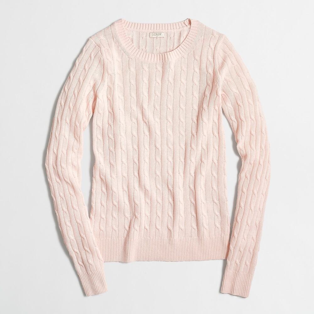 J. Crew Vintage Wool/Rabbit Hair Blend Long Sleeve Cable-Knit Sweater Pink M